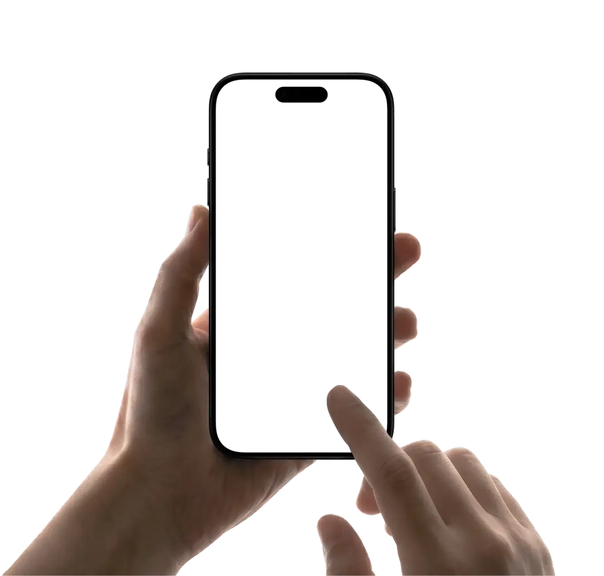 Hands holding an iPhone displaying TrueMe